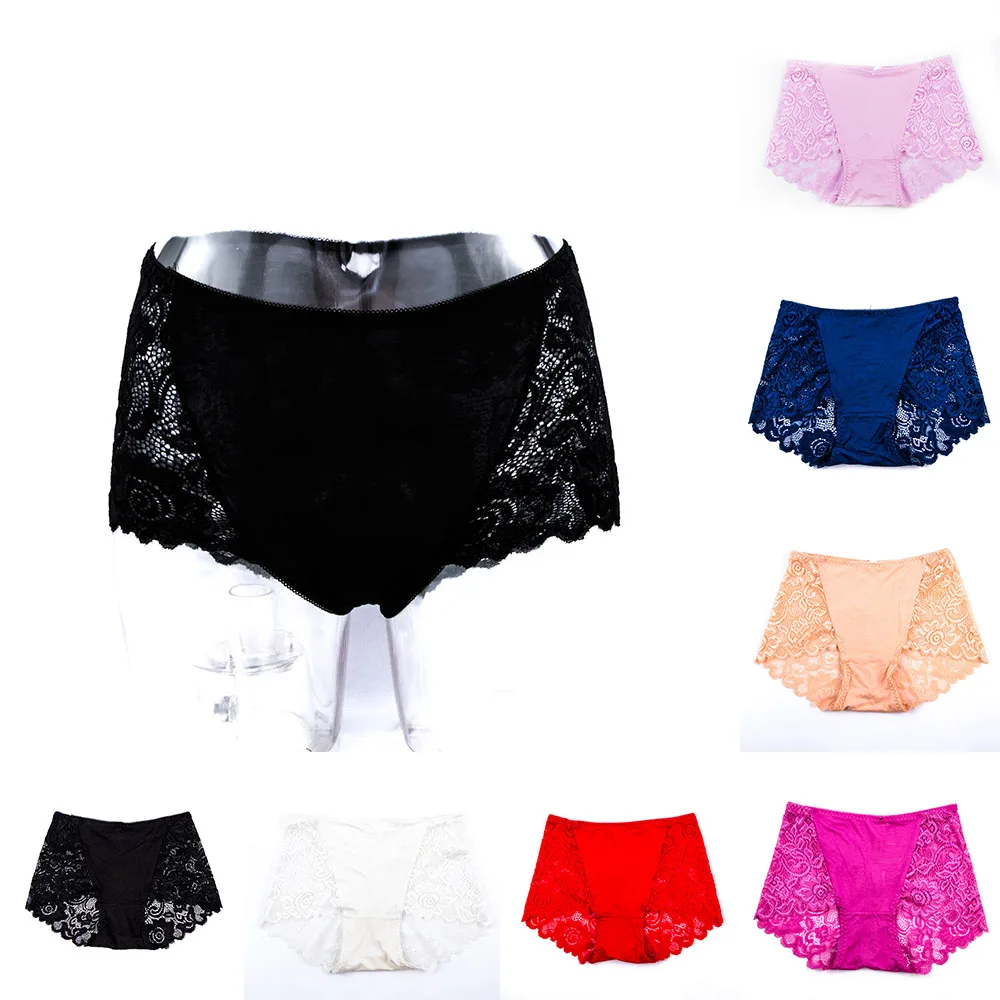 

Fashion Underwear Women Sexy Lingerie Lace Panties Intimates Boxer Shorts Pink White Ladies High Waist Briefs Knickers