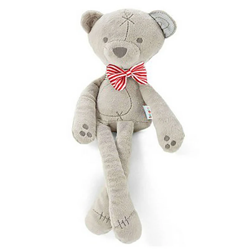 

1pcs new cartoon plush toy cute gray bear baby appease doll children sleeping plush doll 42CM high 2 color bow tie for 0M+