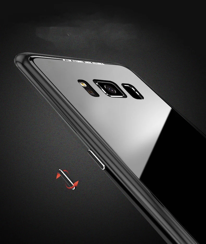 Магнитный чехол из алюминиевого сплава для samsung S8 S9 Plus, чехол из закаленного стекла для S7 S7 Edge Note 8 Note9, металлический флип-кейс, аксессуары