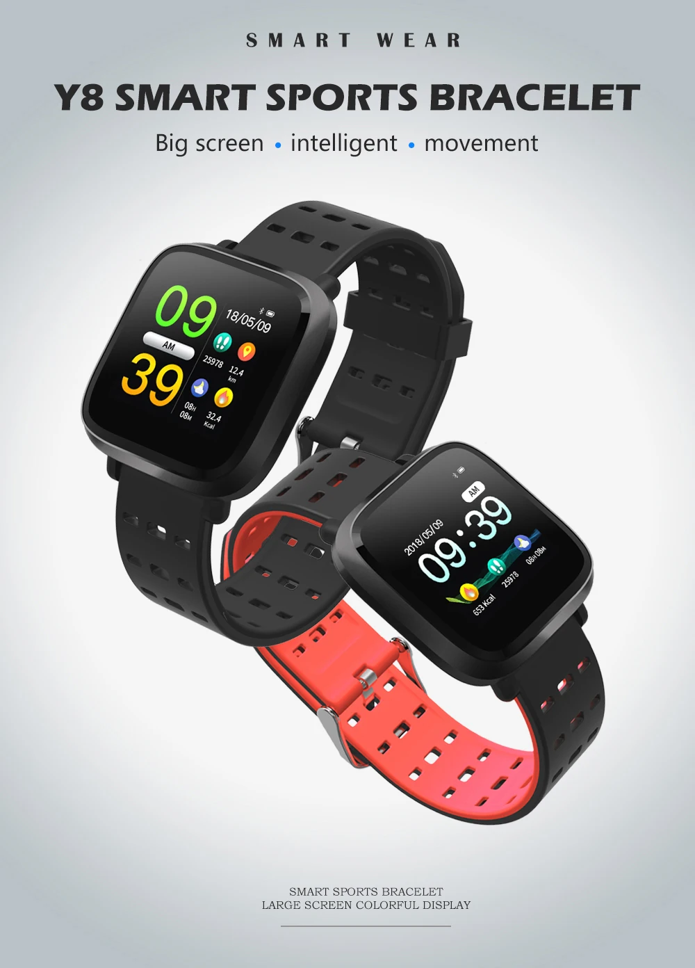 Torntisc Y8 Fitness Bracelet IP67 Waterproof support Multi-sports modes Blood Pressure oxygen monitoring Heart Rate smart band for Men women (1)