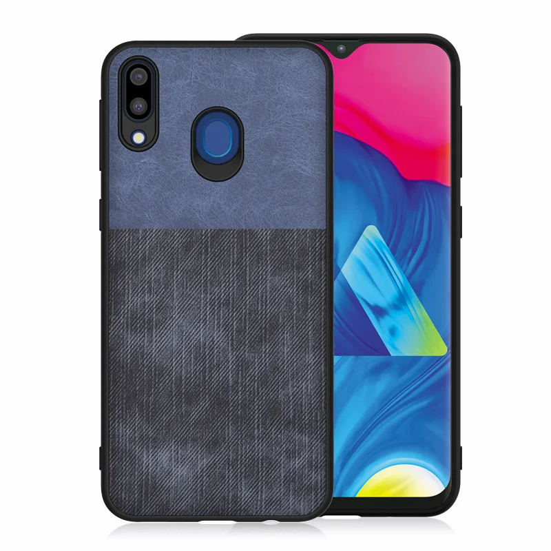 Роскошная ткань телефон чехол для samsung Galaxy M20 M10 M30 S10 S9 S8 плюс тонкий, мягкий, силиконовый край шить задний Чехол бант - Цвет: blue with blue