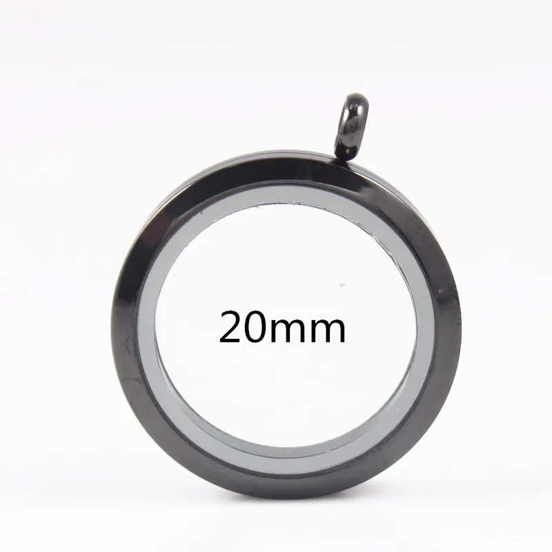 Black 20mm Прямая поставка! Круглое серебристое однотонные твист закручивающийся плавающий кулон 316L неоднородная нержавеющая сталь памяти стеклянный медальон для Для женщин - Окраска металла: Black 20mm