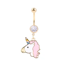 1 шт., богемный пирсинг, пупка из нержавеющей стали, пирсинг Ombligo, Розовый Единорог, пупка, кольца для женщин, пирсинг, ювелирные изделия