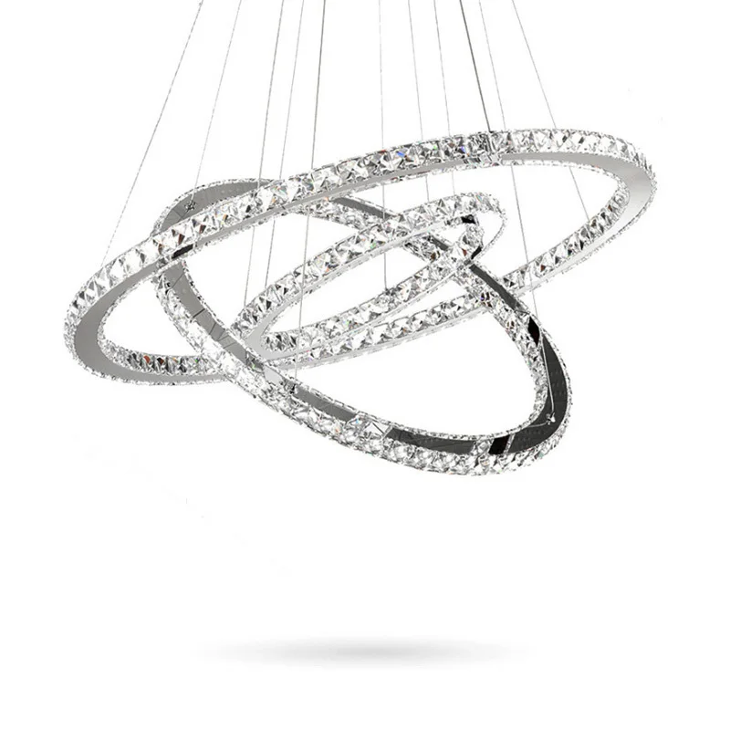 

Modern K9 crystal rings chandeliers lights LED ceiling fixture for living dining room lamp restaurant design hanging lighting