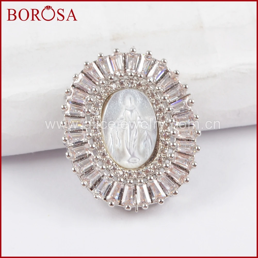BOROSA 5 шт. Овальный микро проложить кубического циркония белый корпус CZ бисера сверкающие Drusy Шарм ювелирных изделий для оптовой WX824