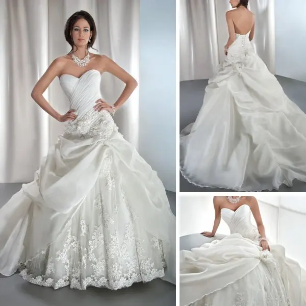 New Fashion Liqued Ivory Lace Organza Sweetheart Ball Gown New Fashion Liqued Ivory Lace Organza Sweetheart Ball Gown Cinderella Wedding Dresses Wd089