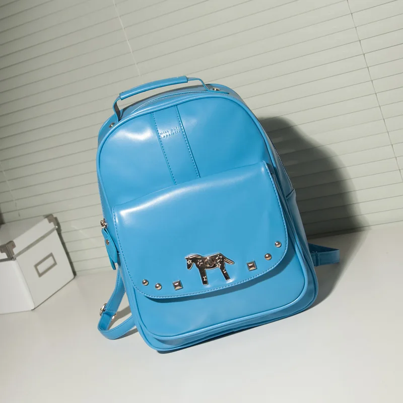 2013 women's handbag preppy style student bag school lapalette metal backpack |