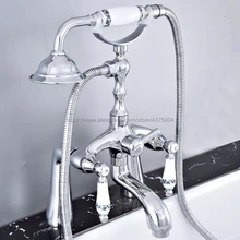 Bathtub Faucets Deck Mounted Polished Chrome Bathtub Faucet With Hand Shower Bathroom Bath Shower Faucets Ntf762 ledeme bathtub faucet bathroom chrome plated outlet pipe bath shower faucets head surface inside brass bathtub faucets l2225