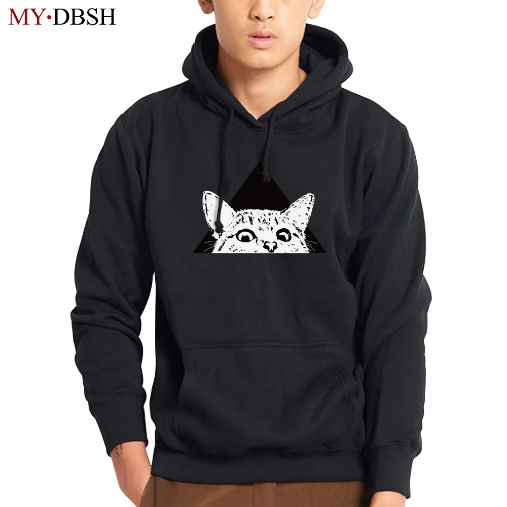 New Fashion Animal Cat Pattern Print Hoodies Mens Casual Hooded Sweatshirts Harajuku Pullover