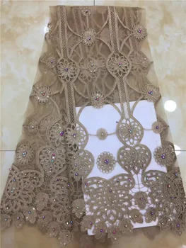 

Pink white African party dress lace 5 Yards fabric with sequins beads french bridal embroidered lace fabric dubai lace gold