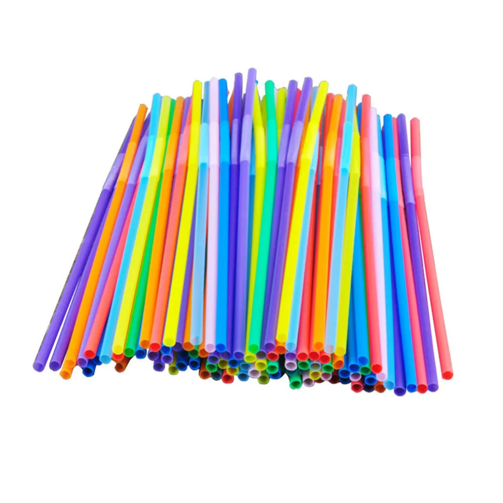 100pcs Multicolour stripes Extra Long Straws For Party Disposable