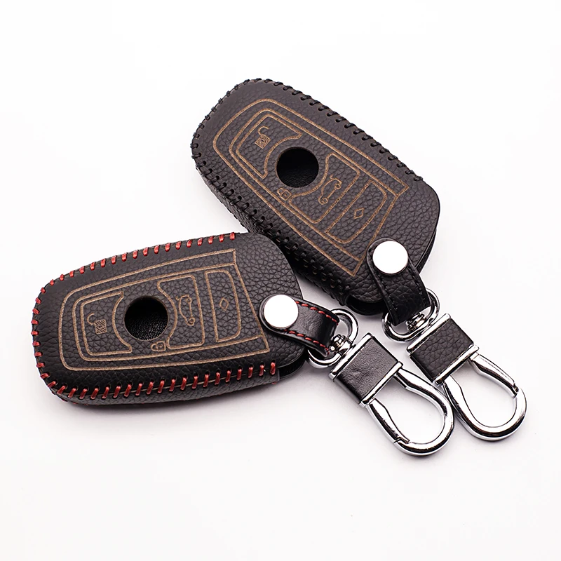

Hot sale Leather car key cover for BMW M3 M4 M5 M6 X1 X3 X5 X6 E36 E46 E81 E82 E87 E90 E92 3 buttons leather car remote key case