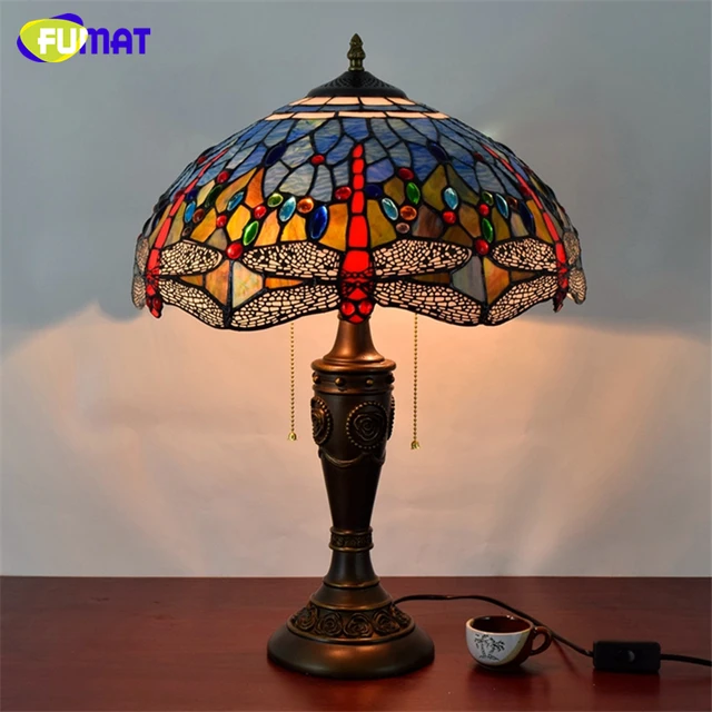 Fumat American Art Vintage Table Lamp European Blue Dragonfly Gl Fumat American Art Vintage Table Lamp European Blue Dragonfly Gl Deco Lights Hotel Bedside