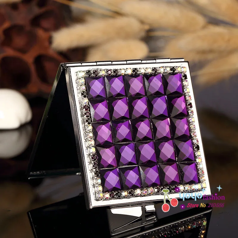 

4 color,bridesmaid girl friend gift,bling crystal square rhinestone,Cute make-up Cosmet Beauty makeup compact mini pocket mirror