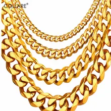 Collare Catena In Acciaio Inossidabile 316L Uomini Gioielli All'ingrosso pistola Nera/Colore Dell'oro Cuban Link Catena Uomini Collana All'ingrosso N103