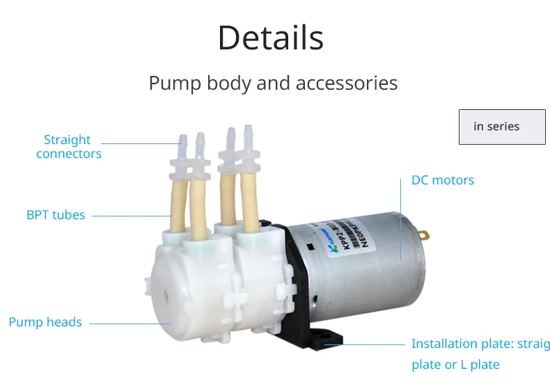Kamoer KPP2 водяной насос с двойной головкой, работающего на постоянном токе 12 В в мини перистальтический насос водяной насос