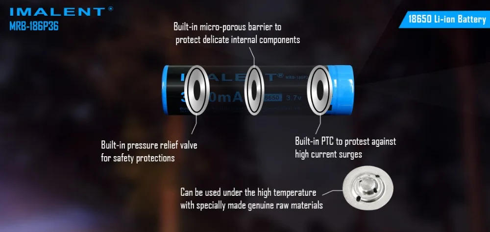 4 шт IMALENT 18650 3600mah MRB-186P36 3,7 v литий-ионная аккумуляторная батарея высокая производительность для высокой сливной светодиодный фонарь