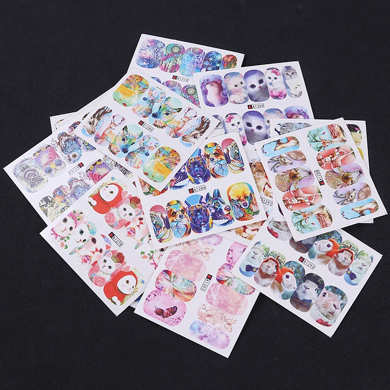 

50Pcs Mixed Animal Nail Sticker Set Dream Catcher Butterfly Colorful Nail Decoration Water Sticker Kit Decals Random Pattern