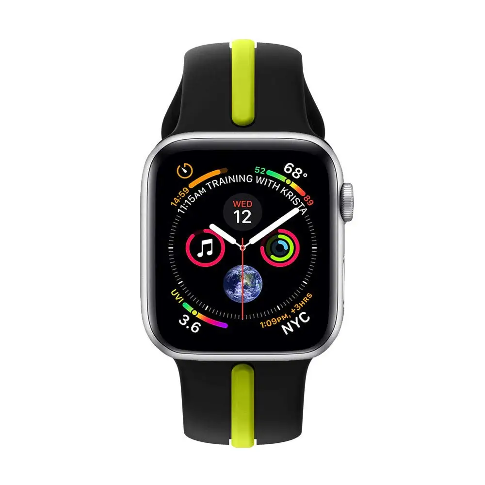 JANSIN мягкий силиконовый спортивный ремешок для Apple Watch, 42 мм, 38 мм, 40 мм, 44 мм, сменный ремешок для наручных браслетов iWatch, серия 5, 4, 3, 2, 1