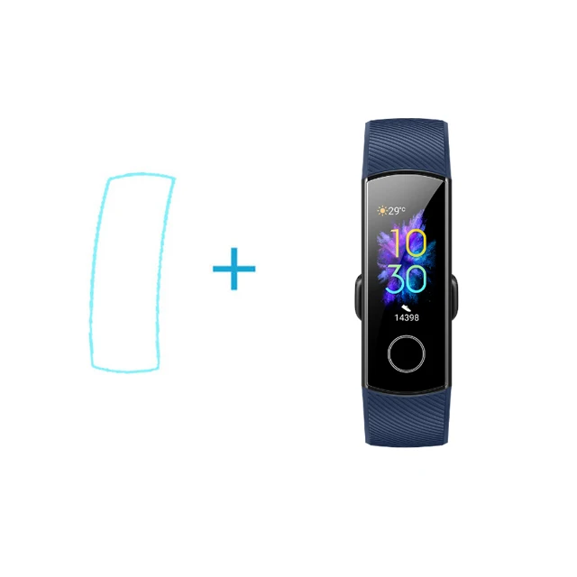 Умный Браслет huawei Honor Band 5, Оксиметр, цветной сенсорный экран, для плавания, для обнаружения сердечного ритма, сна, сна, для xiaomi mi - Цвет: blue add film