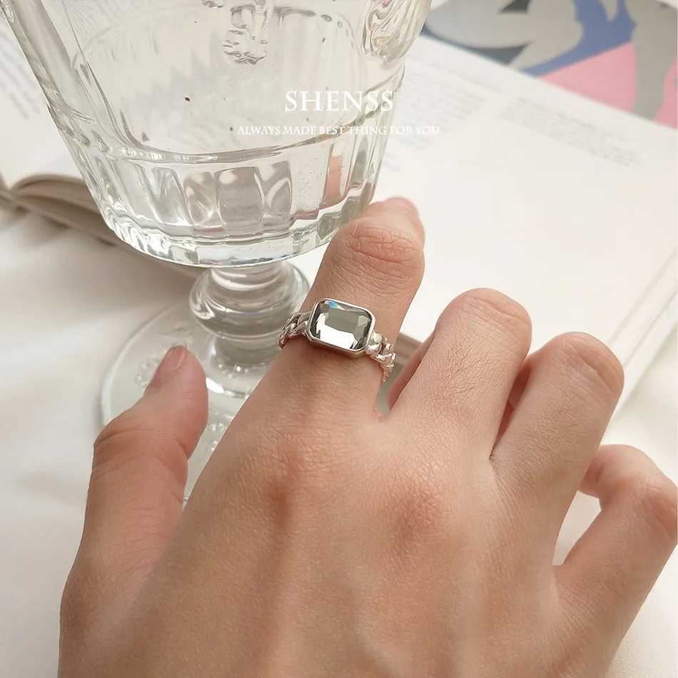 Элегантные качественные кольца 925, регулируемое винтажное модное циркониевое геометрическое кольцо, кольцо из стерлингового серебра 925 для женщин
