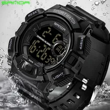 SANDA новые военные спортивные часы мужские цифровые водонепроницаемые часы светодиодный электронные цифровые наручные часы светильник Relogio Masculino 319