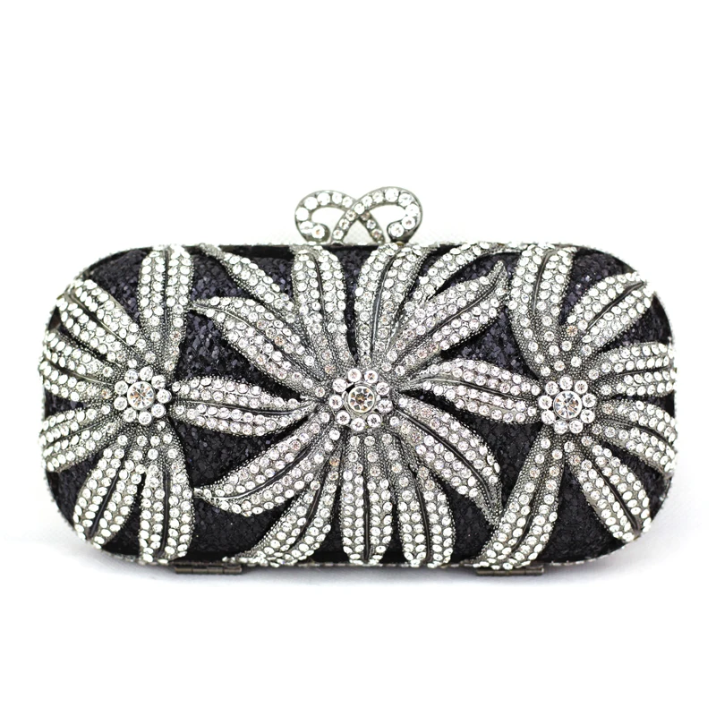 Buy Crystal Evening Clutch Bags for Weddings Small Black Rhinestone