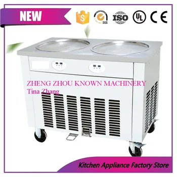 

45cm double pan fried ice cream roll machine 2 Round Pan with temperature control Fried Ice Cream Roll Machine