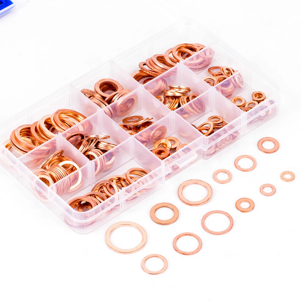 

280pcs/set 12 Sizes Solid Copper Washers Assorted Copper Gasket Washers Sealing Ring Set with Case