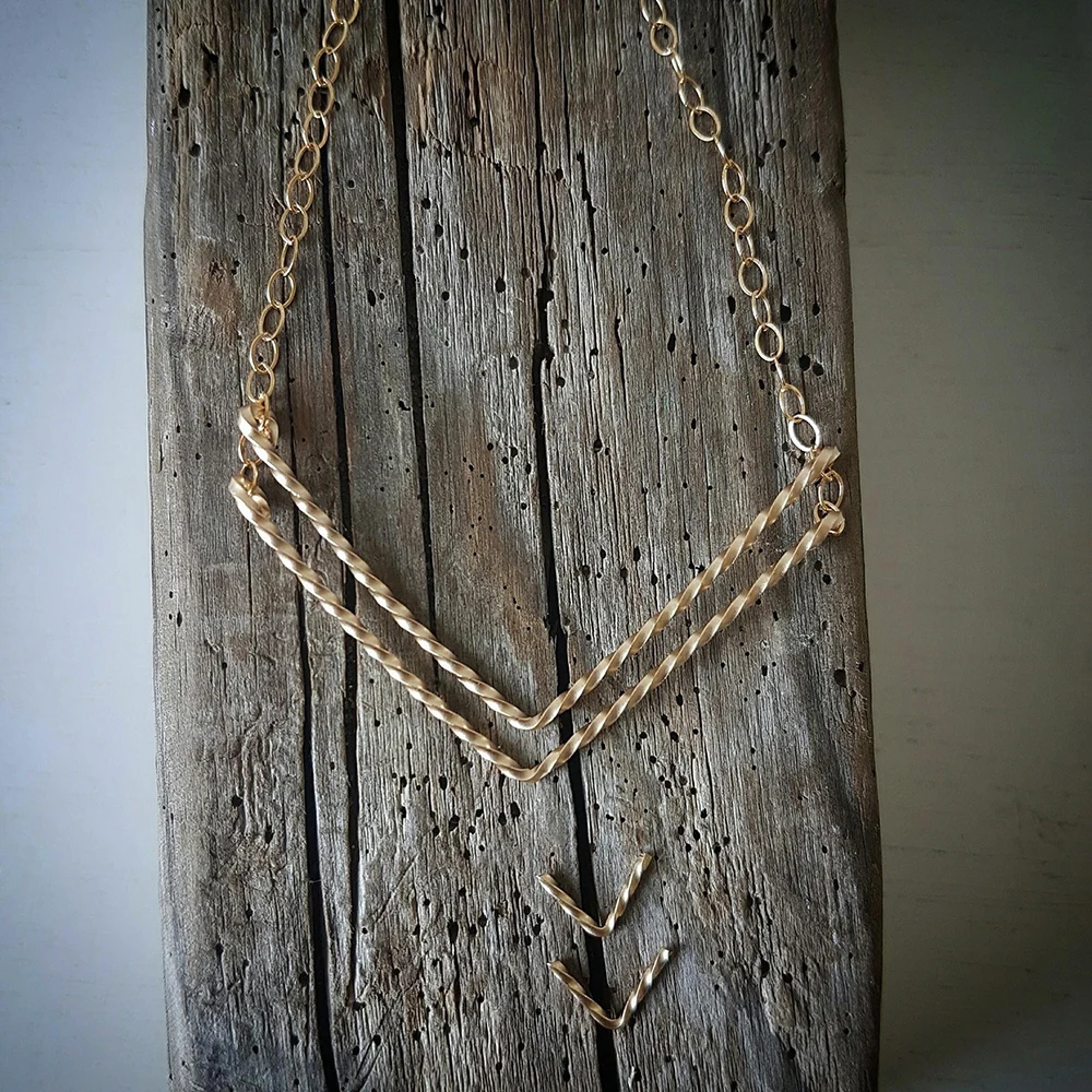 Buy Letter V Necklace Gold Filled Chocker Handmade