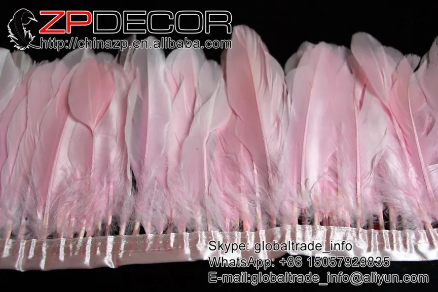 Zpdecor перья 2 ярдов/партия галстук-бабочка лучшее качество розовый Гусь Nagoire и Satinettes перо отделкой