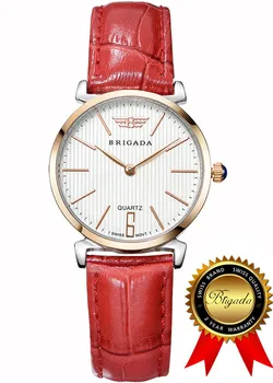 

BRIGADA Swiss Brand Watches for Women, Nice Fashion Rose Gold Red Band Ladies Watches for Girls Women,