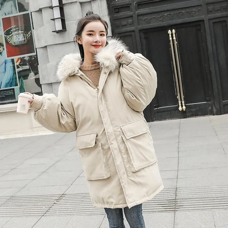 Fourrure noir Veste bleu Parka Hoodies Long Beige Col Femmes De Chaude jaune Automne D'hiver rouge Décontracté Manteaux Parkas 84wq64Sx