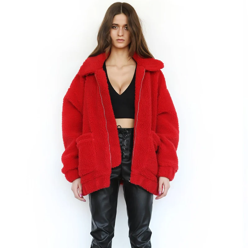 

Ins Winter Coat Gia Faux Fur Coat Selena Lamb girl is amazing stylish Oversize Teddy Coat Casaco De Pele