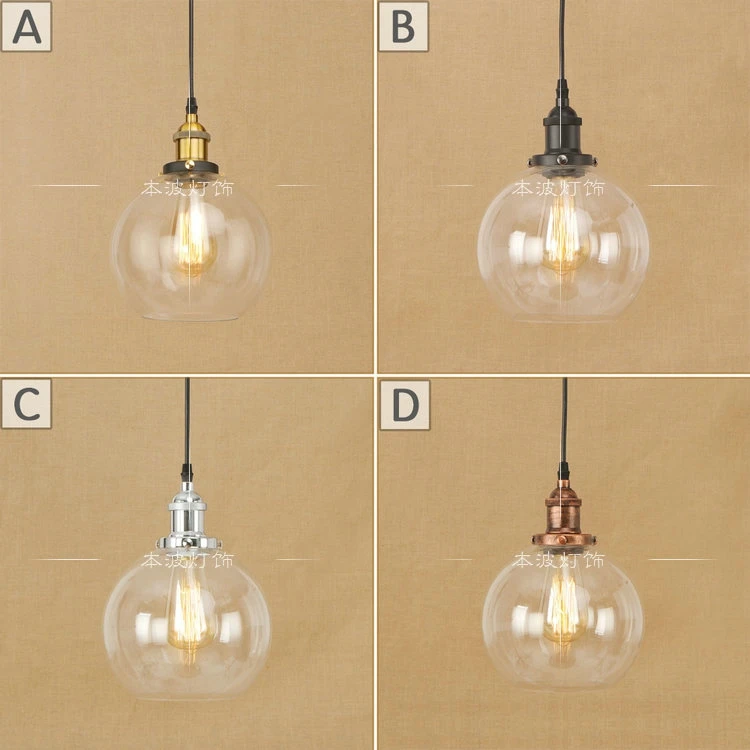 Nordic Pendant Lights Globe Chrome Lamp Glass Ball Pendant ...
