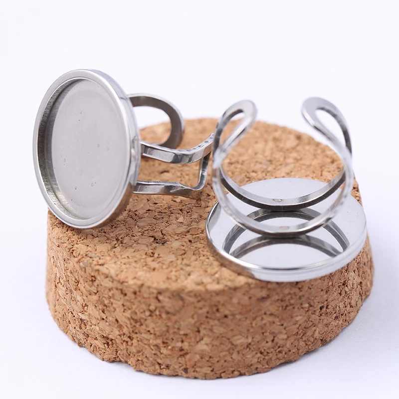 Onwear 5 шт. заготовки для колец из нержавеющей стали 20 мм круглый стеклянный кабошон базовые настройки diy ободок лотки для изготовления ювелирных изделий