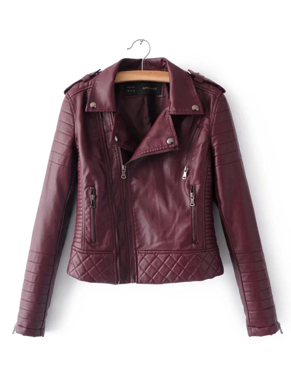 red Vestes Marque En Longues Zipper D'hiver Automne pink Manches Cuir Survêtement Black Mode Et white Veste 2018 Nouvelle Revers Moto wH4xd4Yqr