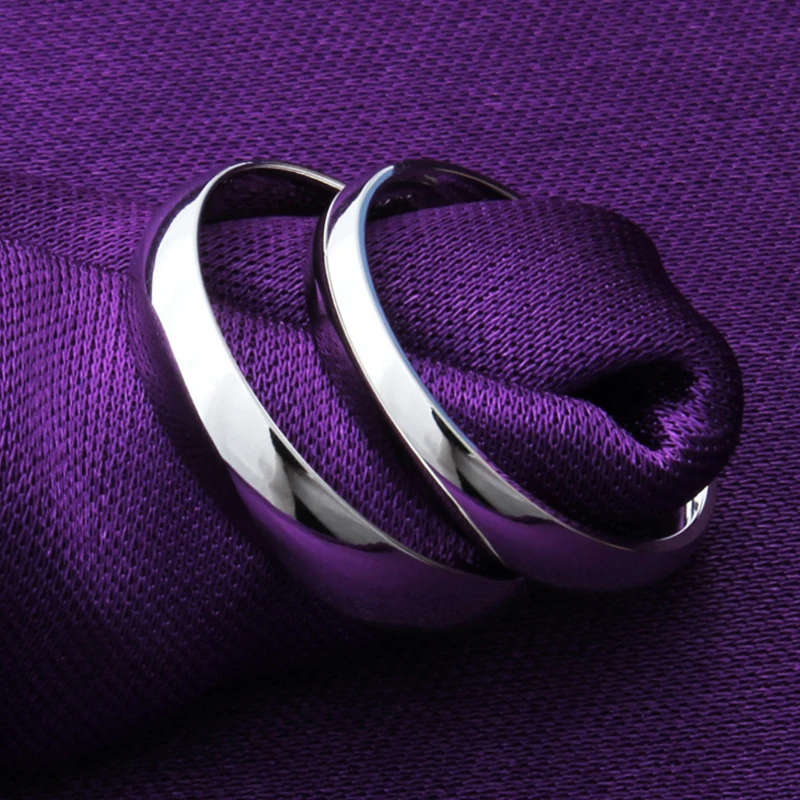 Настоящее 925 пробы Серебряное кольцо для женщин и мужчин простое модное очаровательное кольцо для пары подарок на праздник
