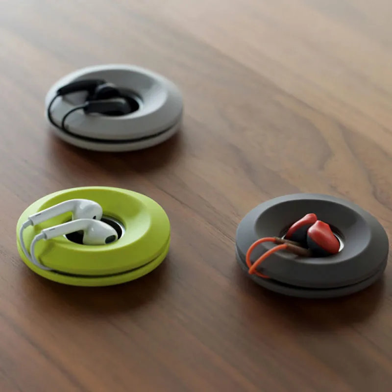 

Donut Magnet Silicone Headphones Earphone Holder Cable Winder Cord Organizer Box Cord Wire Storage Case Managemet