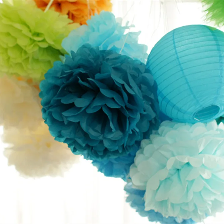 

14" 35cm Pompon Tissue Paper Pom Poms Flower Balls for Wedding Room Decoration Party Supplies DIY White Hanging Paper Flowers