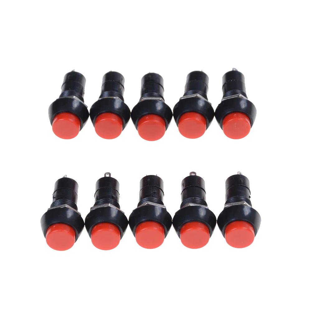 

10pcs/lot PBS-11A 2PIN Red Green Plastic 12mm Push Button Latching Switch G102 Self-Lock 3A 250V switch