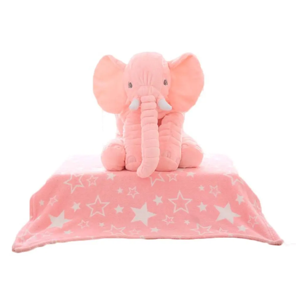

60cm Elephant Stuffed Plush Toy Soothing Pillow Sleeping With Baby Sleeping Doll Comfortable 2 in 1 Pillow Blanket Kids Gifts