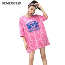 Летняя модная женская новая розовая футболка с камуфляжным принтом, женские повседневные свободные хлопковые топы высокого качества JQ168