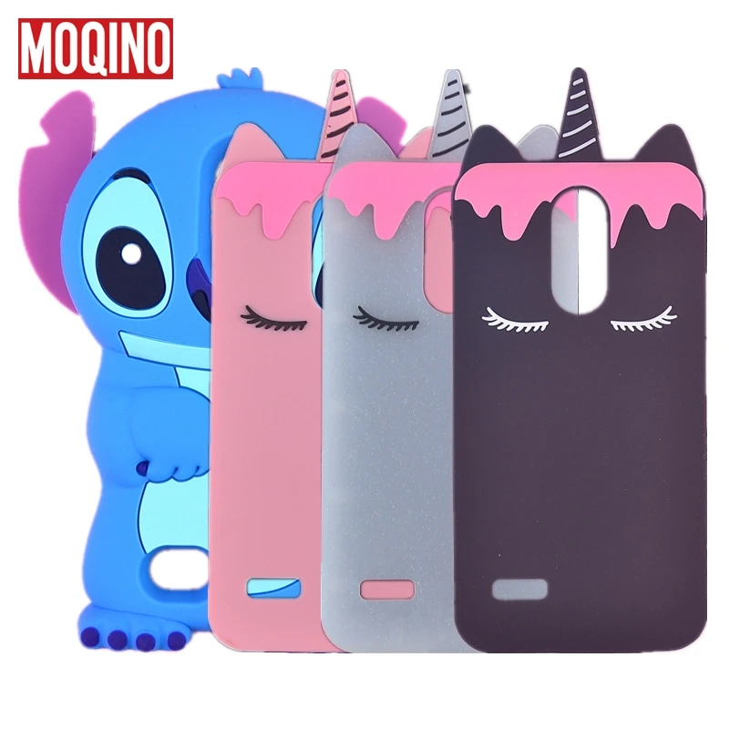 

For LG K9 X210NMW LV3 2018 Aristo2 X210 Case 3D cute Cartoon Soft Rubber silicon Stitch Case Folding of the Ear For LG K8 2018