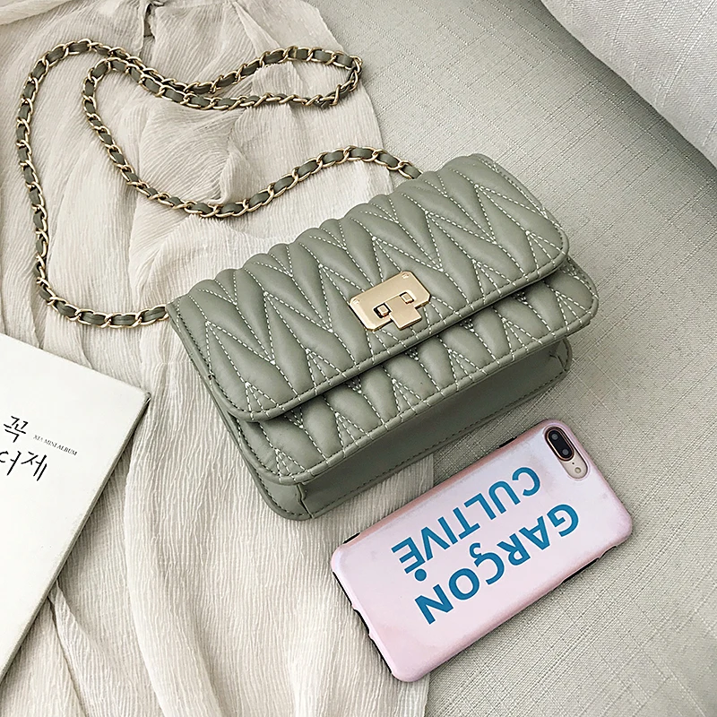 Chain Bag for Women 2019 Luxury Handbags Women Bags Designer Fashion Woman Shoulder Crossbody Messenger Bags Beige Green Silver