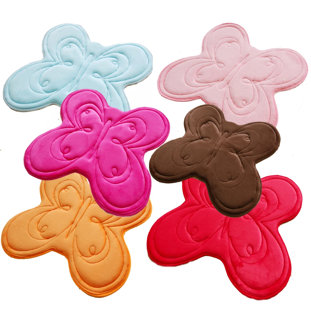 

Super Soft Coral Fleece Thicking Butterfly Children/Kid Rug Mat Latex Non-slip Backing Strong Absorbent Bathroom Kitchen Carpets