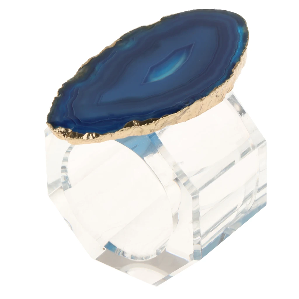 Crystal Napkin Serviette Ring Holders Table Adornment Party with Agate Decor