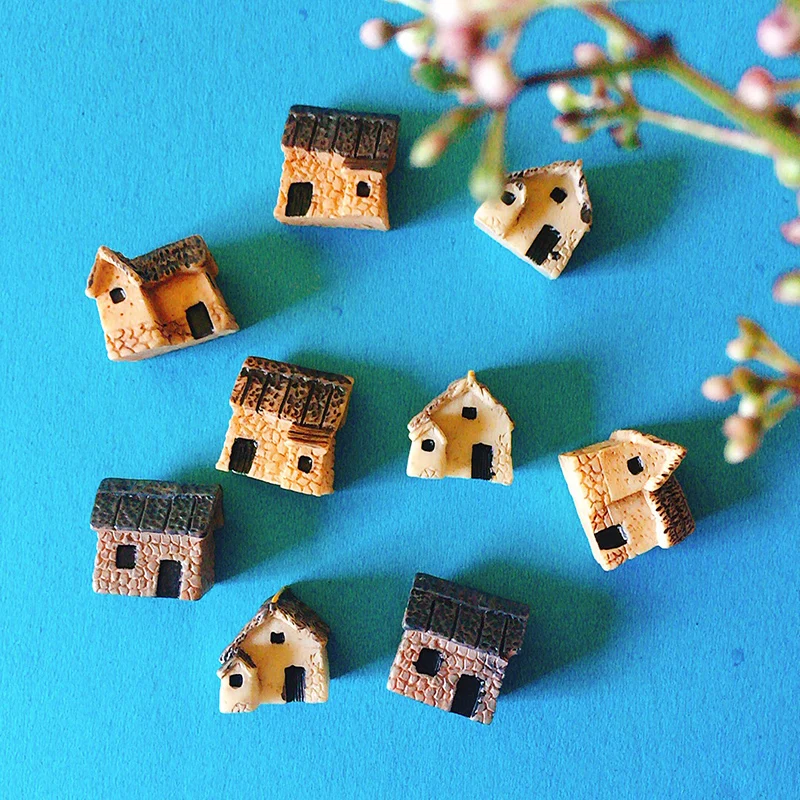 

New~9 pcs mini house/little trees/miniatures cottage/shabby /cute/ fairy garden/gnome/moss terrarium home decor/crafts supplies