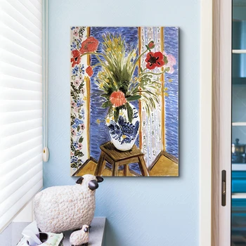 

Vintage Poppies Abstract Master Oil Poster Prints Canvas Paintings DIY Wooden Frame Wall Art Pictures for Kitchen Home Decor