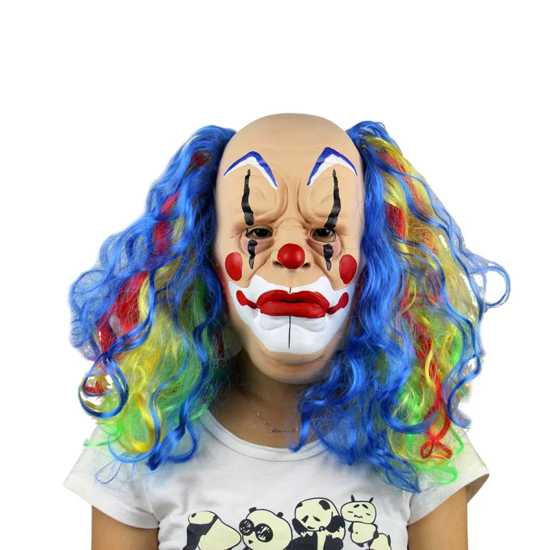 

Halloween Mask Scary Clown Latex Full Face Big Mouth Red Hair Nose Cosplay Masquerade Horror Mask Decoration